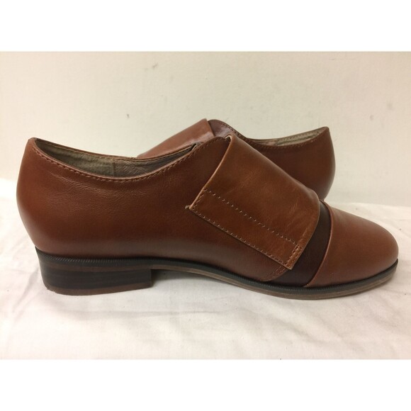JEFFREY CAMPBELL WOMEN BROWN LOW HEEL LEATHER SHOES  WITH BUCKLE DETAILS SIZE 6M - Picture 5 of 9